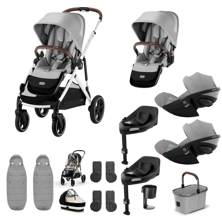 Cybex Gazelle S Twin (2 seats) 10 Piece Cloud G Bundle - Stone Grey