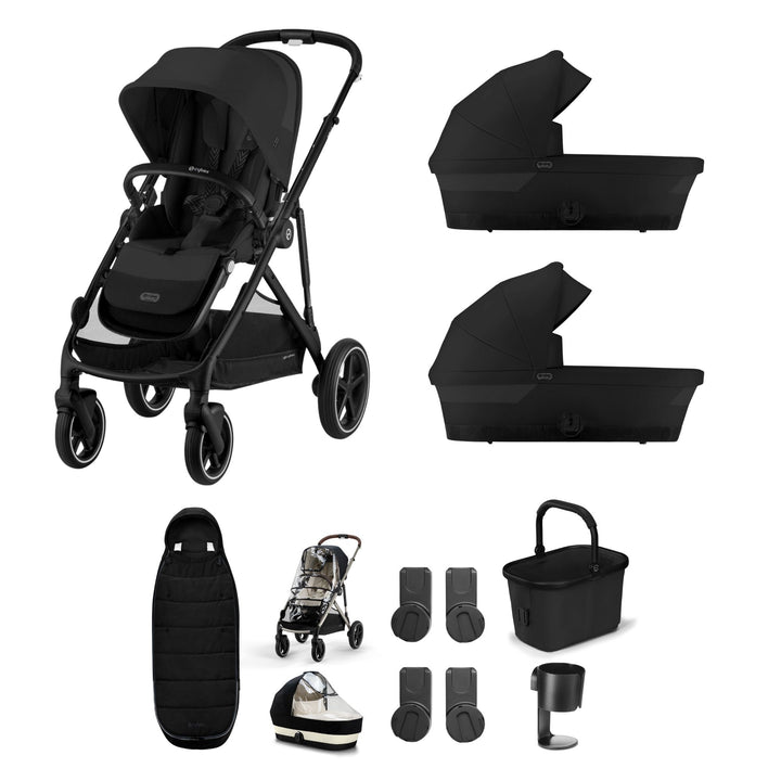 Cybex Gazelle S Twin (2 cots) Bundle - Moon Black