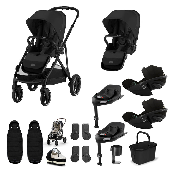 Cybex Gazelle S Twin (2 seats) 10 Piece Cloud G Bundle  - Moon Black