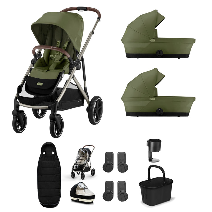 Cybex Gazelle S Twin (2 cots) Bundle - Moss Green