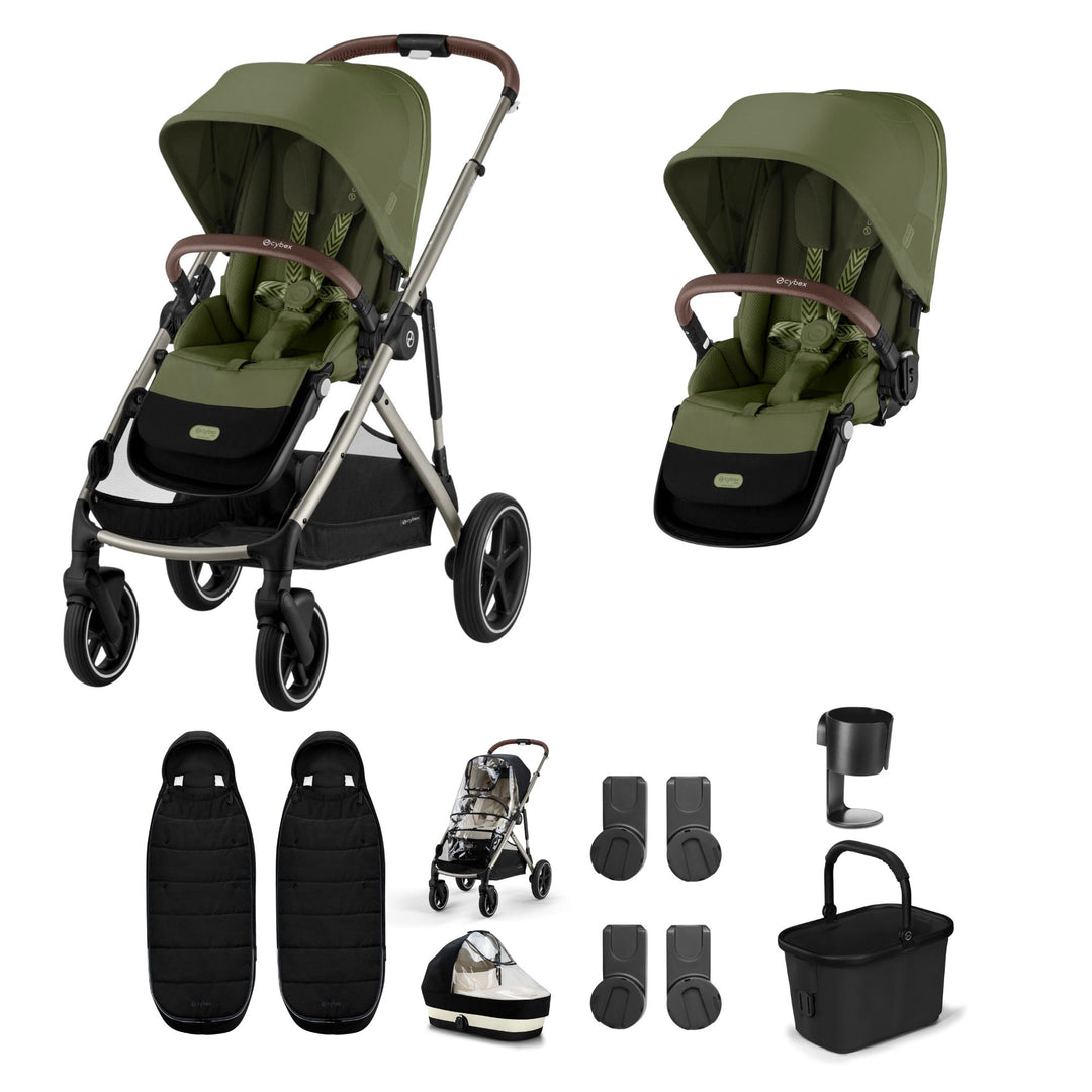 Cybex Gazelle S Twin (2 seats) Bundle Moss Green – Baby Nest