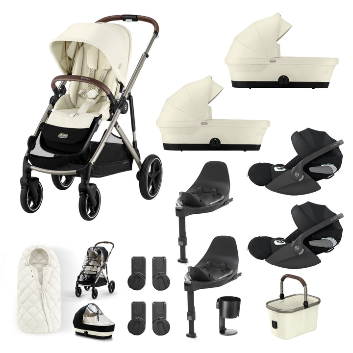 Cybex Gazelle S Twin (2 cots) 10 Piece Cloud T Bundle - Seashell Beige