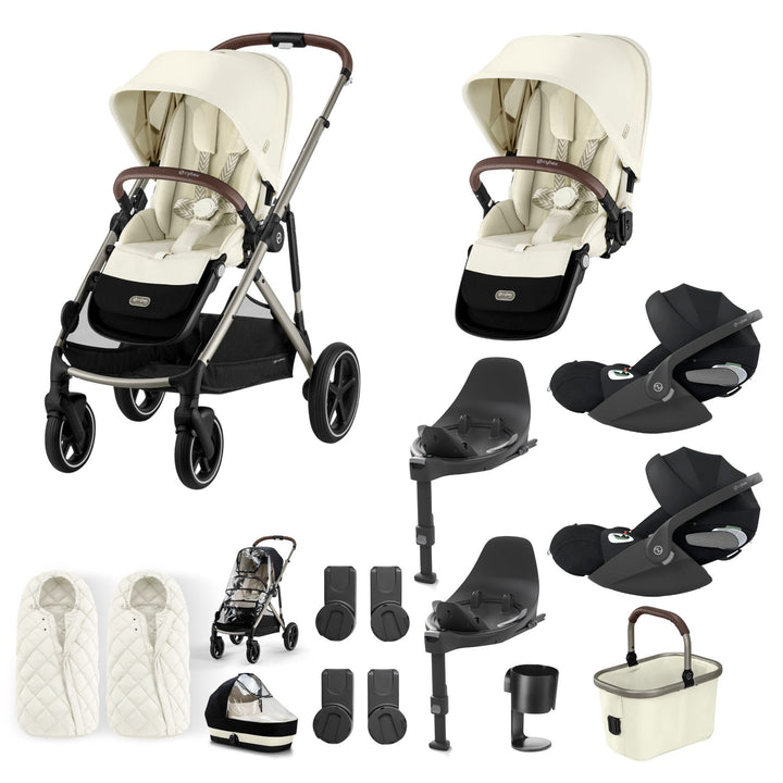 Cybex Gazelle S Twin (2 seats) 10 Piece Cloud T Bundle - Seashell Beige