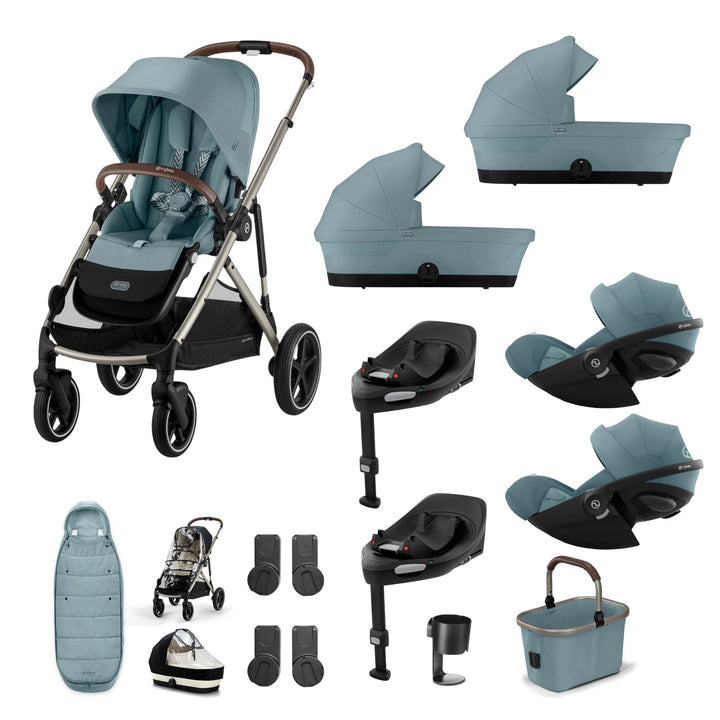 Cybex Gazelle S Twin (2 cots) 10 Piece Cloud G Bundle - Sky Blue