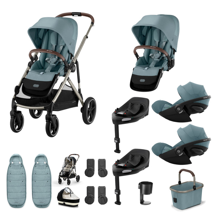 Cybex Gazelle S Twin (2 seats) 10 Piece Cloud G Bundle - Sky Blue