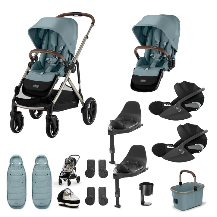 Cybex Gazelle S Twin (2 seats) 10 Piece Cloud T Bundle - Sky Blue