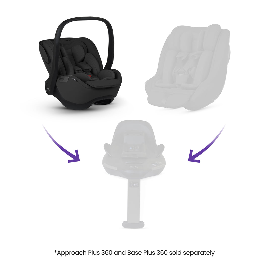 Silver Cross Glide Plus 360 Infant Car Seat and Base - Iconic Black