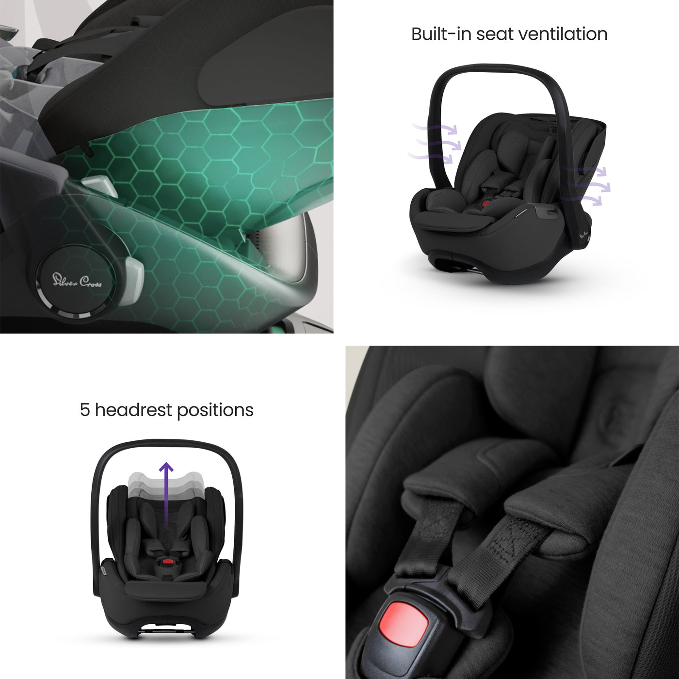Silver Cross Glide Plus 360 Infant Car Seat and Base - Iconic Black