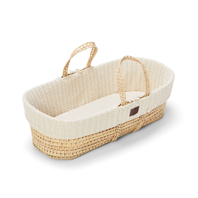 Little Green Sheep Knitted Moses Basket and Rocking Stand Bundle - Linen