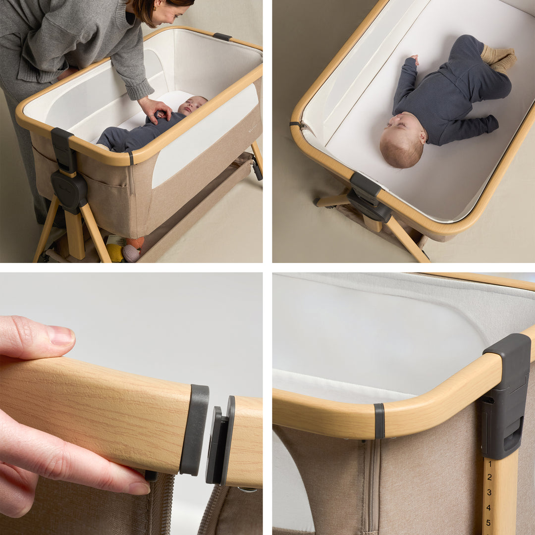 Silver Cross Lunar Co-Sleeper Bedside Crib - Oatmeal