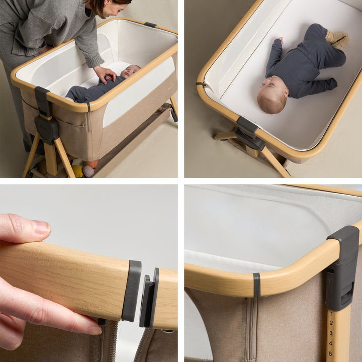 Silver Cross Lunar Co-Sleeper Bedside Crib - Oatmeal