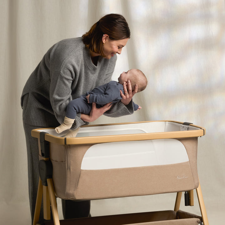 Silver Cross Lunar Co-Sleeper Bedside Crib - Oatmeal