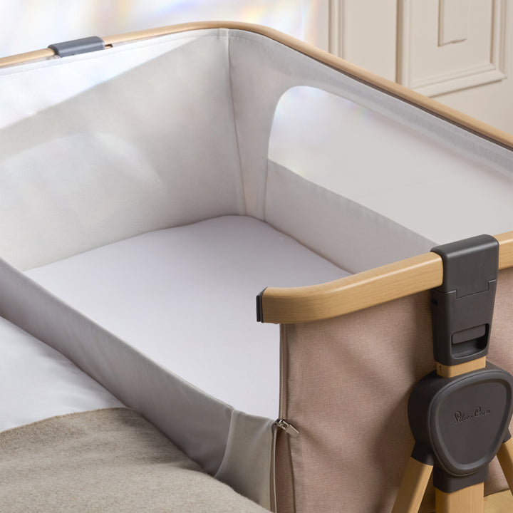 Silver Cross Lunar Co-Sleeper Bedside Crib - Oatmeal
