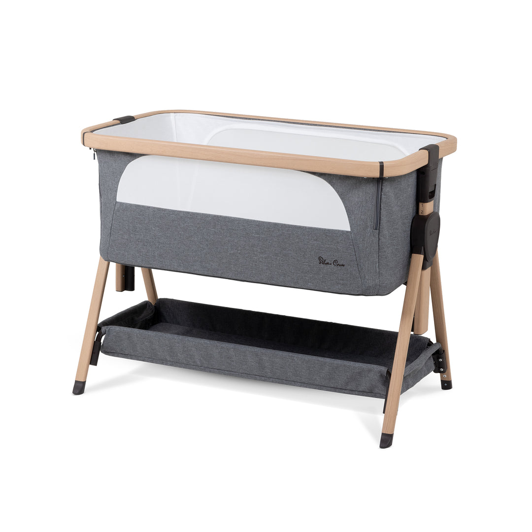 Silver Cross Lunar Co-Sleeper Bedside Crib - Whisper Grey