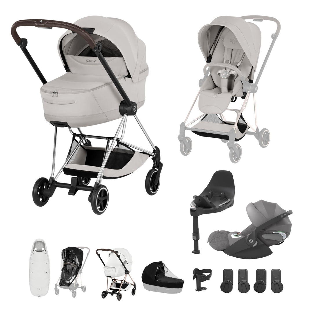 Cybex Mios Style Ultimate Accessory Bundle - City Grey & Chrome Brown Frame