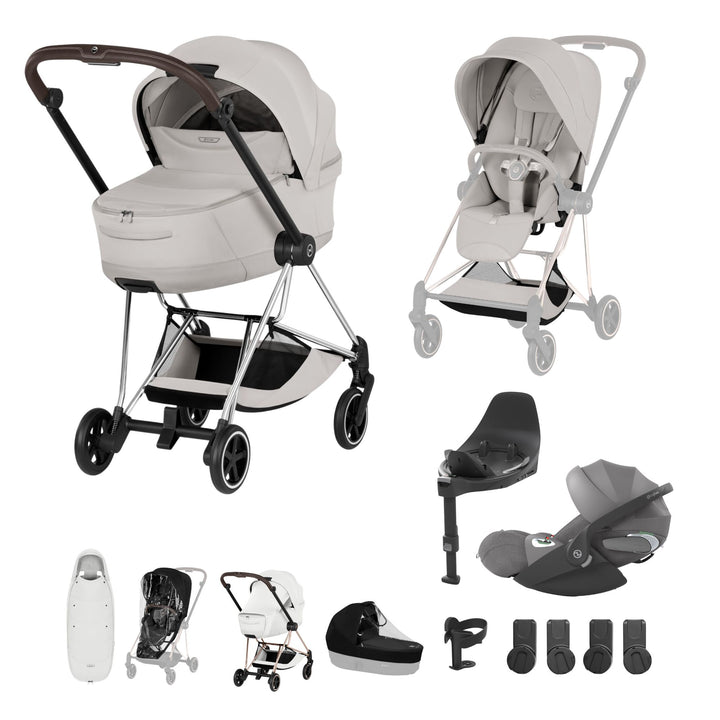 Cybex Mios Style Ultimate Accessory Bundle - City Grey & Chrome Brown Frame