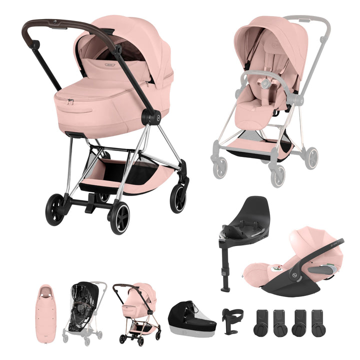 Cybex Mios Style Ultimate Accessory Bundle - Peach Pink & Chrome Brown Frame