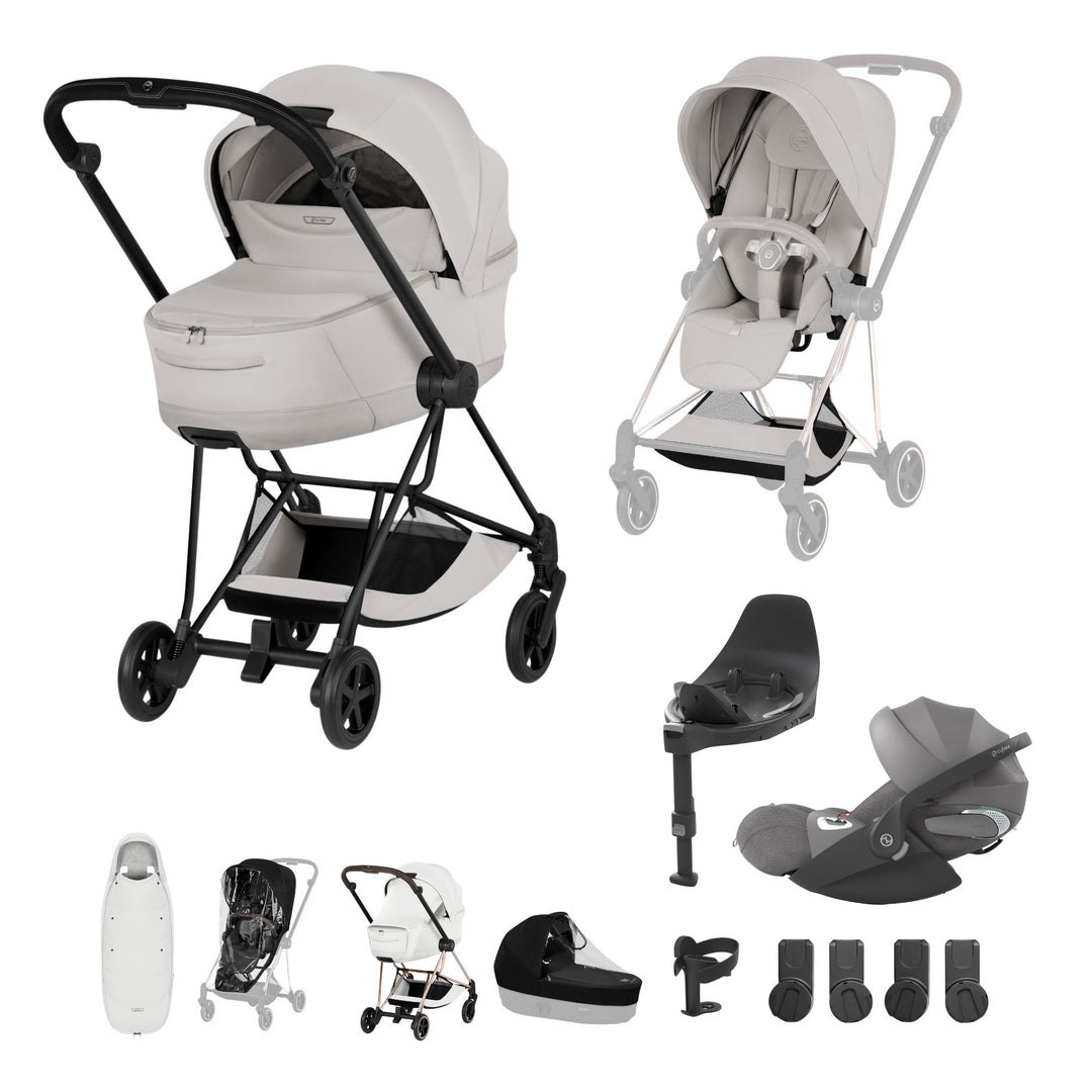 Cybex Mios Style Ultimate Accessory Bundle - City Grey & Matt Black Frame