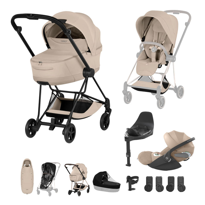 Cybex Mios Style Ultimate Accessory Bundle - Cozy Beige & Matt Black Frame
