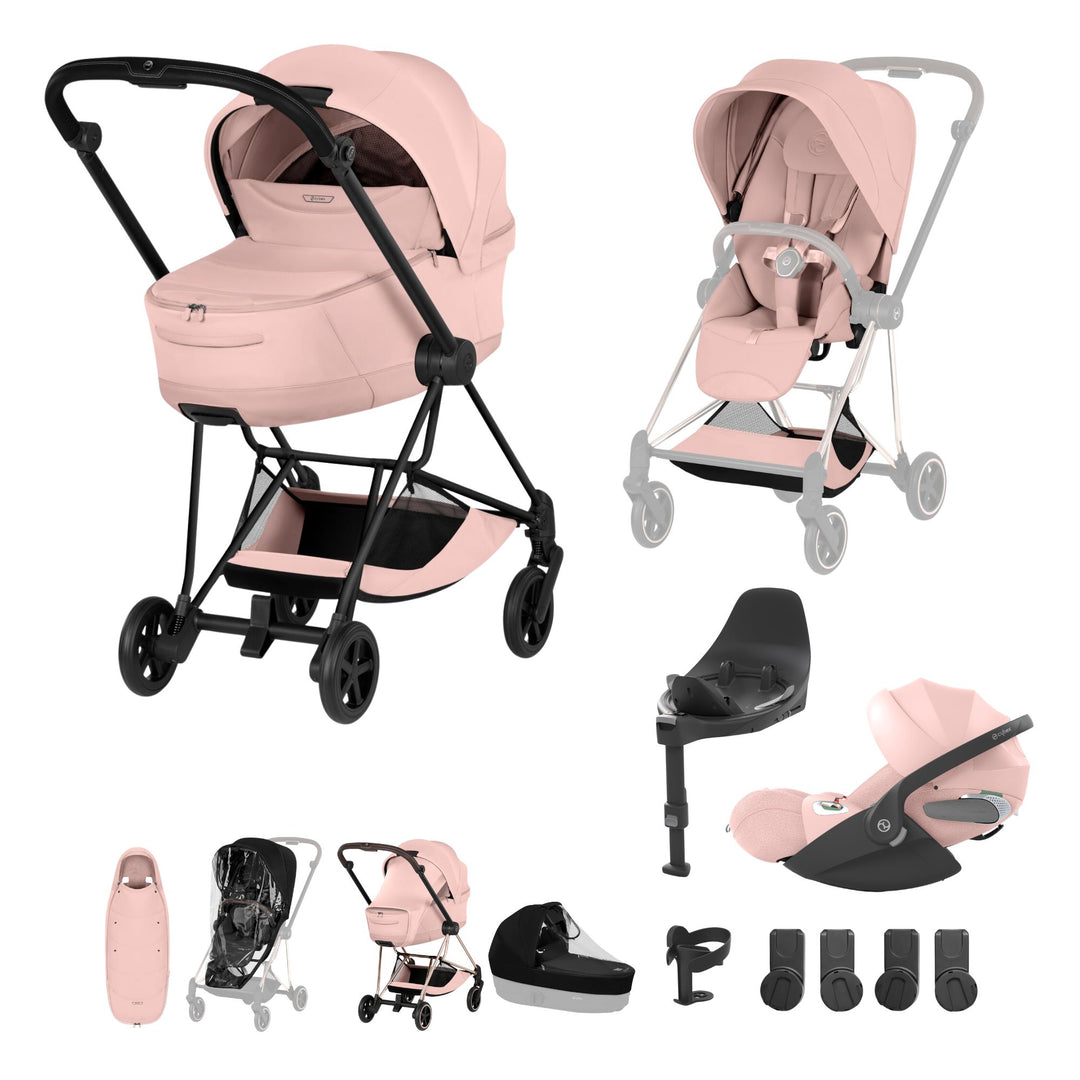 Cybex Mios Style Ultimate Accessory Bundle - Peach Pink & Matt Black Frame