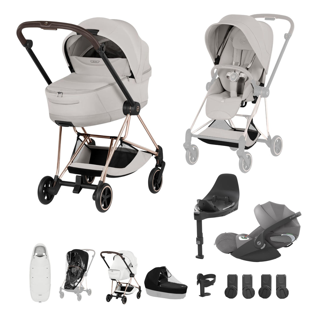 Cybex Mios Style Ultimate Accessory Bundle - City Grey & Rose Gold Frame