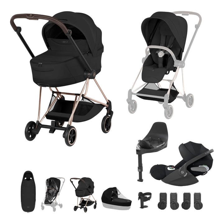 Cybex Mios Style Ultimate Accessory Bundle - Sepia Black & Rose Gold Frame