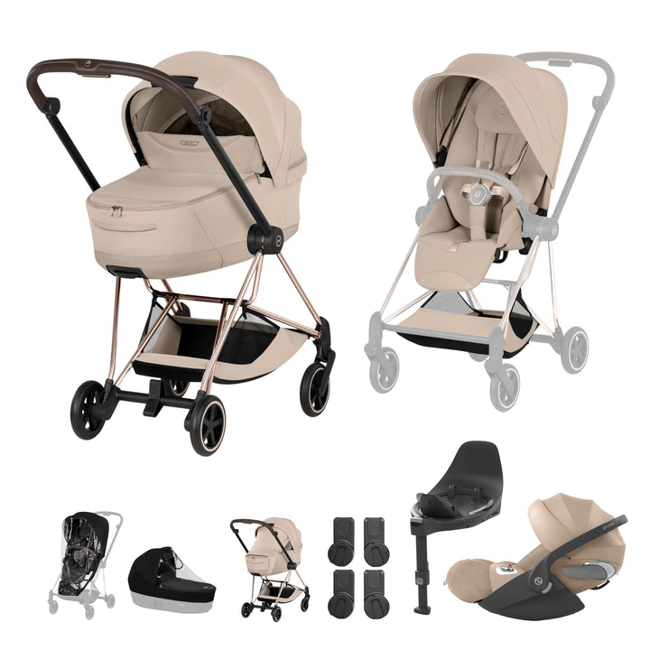 Cybex Mios Style Ultimate Bundle - Cozy Beige & Rose Gold Frame