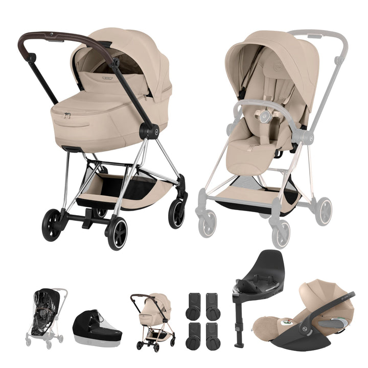 Cybex Mios Style Ultimate Bundle - Cozy Beige & Chrome Brown Frame