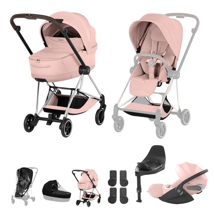 Cybex Mios Style Ultimate Bundle - Peach Pink & Chrome Brown Frame