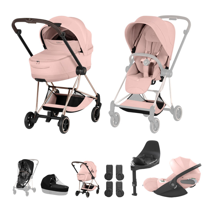 Cybex Mios Style Ultimate Bundle - Peach Pink & Rose Gold Frame