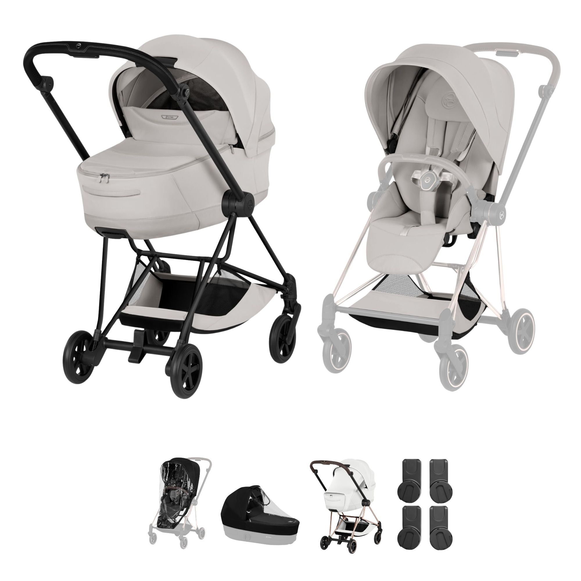 Cybex Mios Style Pushchair & Fold Cot Bundle - City Grey & Matt