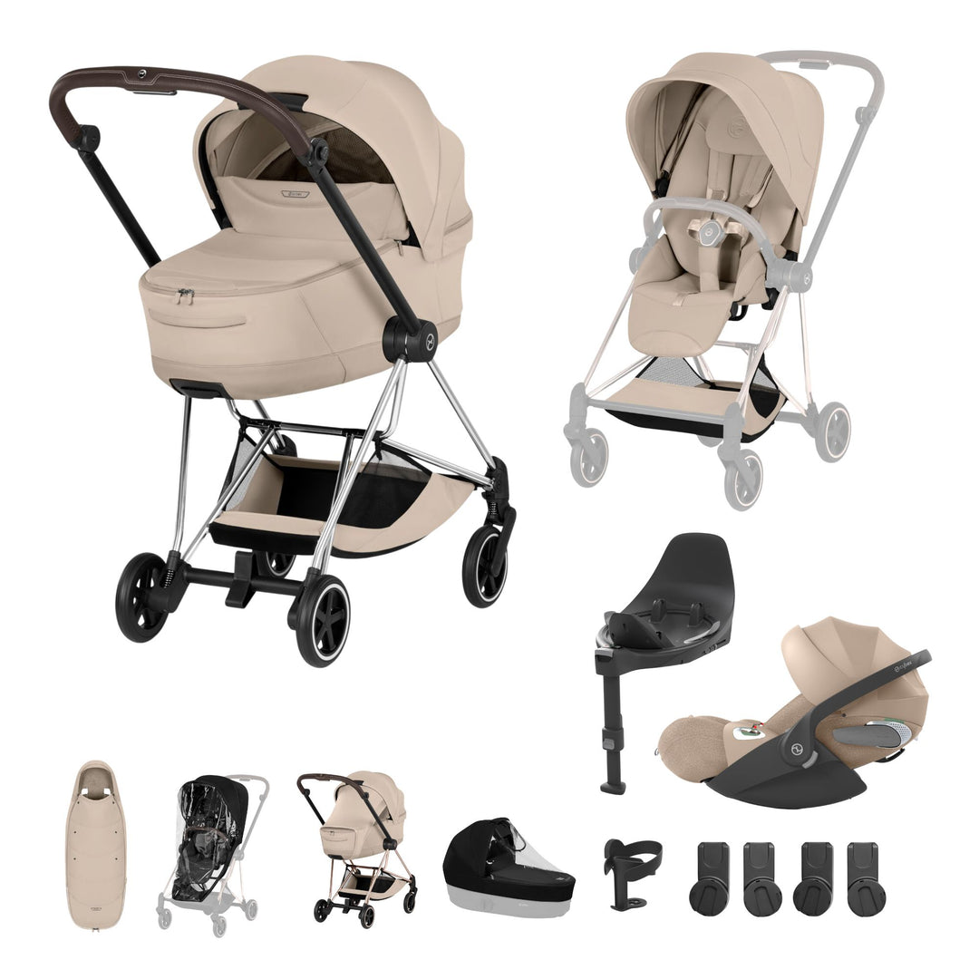 Cybex Mios Style Ultimate Accessory Bundle - Cozy Beige & Chrome Brown Frame