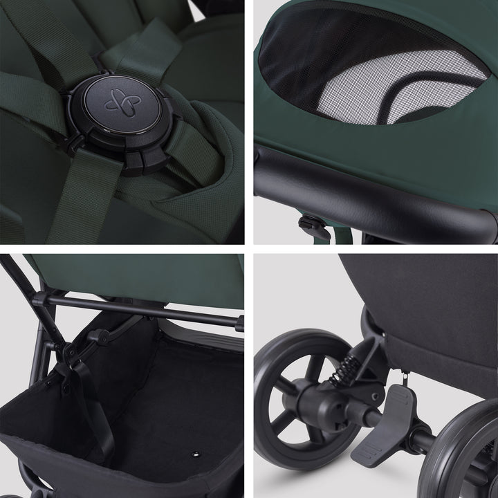 Silver Cross Nia Stroller & Carrycot - Conifer