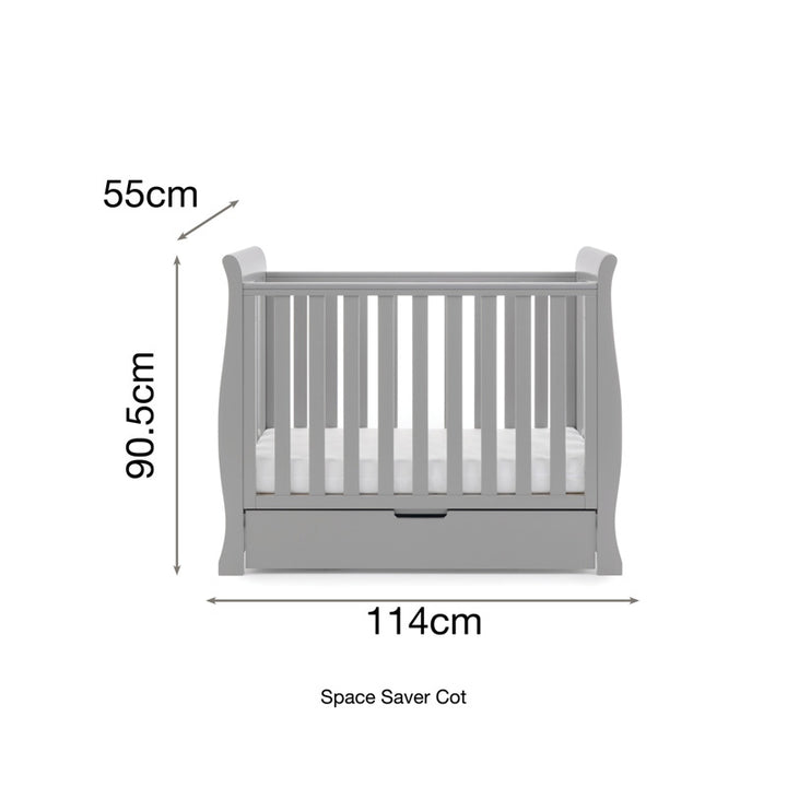 OBaby Stamford Space Saver Cot - Warm Grey