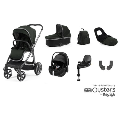 Babystyle Oyster 3 Luxury Bundle with Maxi-Cosi Pebble 360 Pro & Base - Black Olive