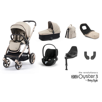 Babystyle Oyster 3 Luxury Bundle with Maxi-Cosi Pebble 360 Pro & Base - Creme Brulee