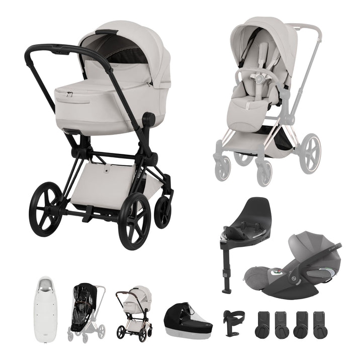 Cybex PRIAM Style Ultimate Bundle - City Grey & Matt Black Frame