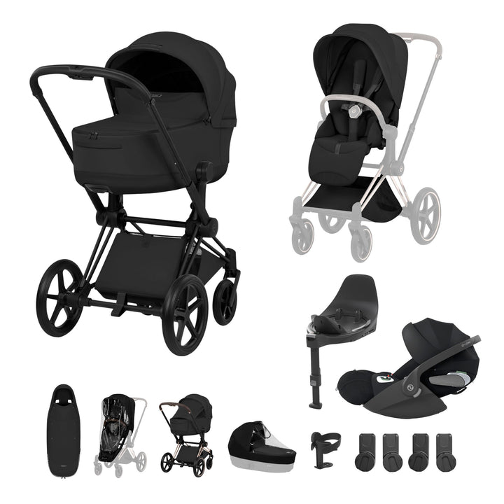 Cybex PRIAM Style Ultimate Accessory Bundle - Sepia Black & Matt Black Frame