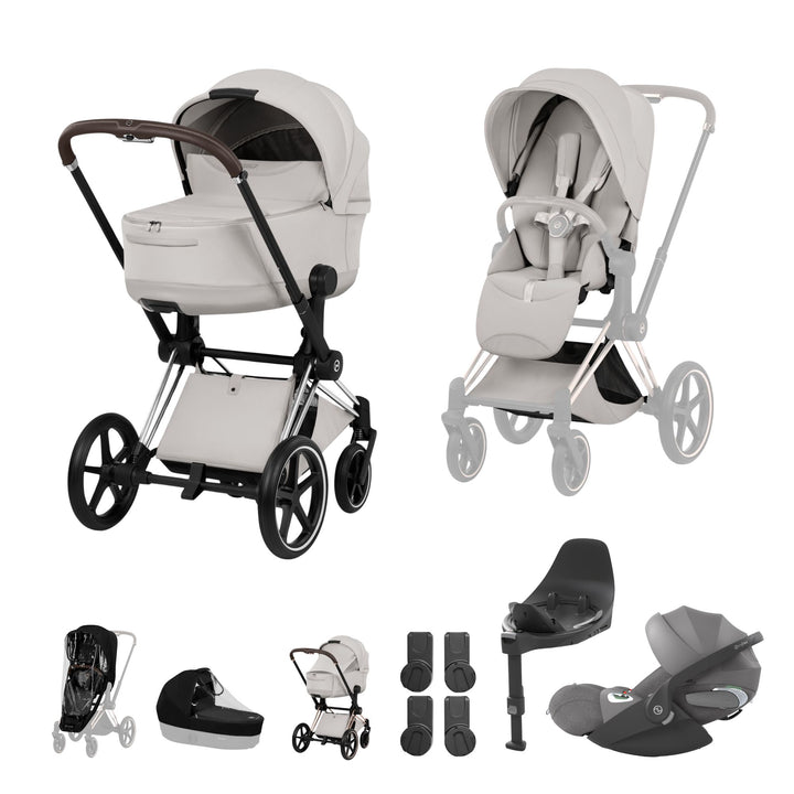 Cybex PRIAM Style Ultimate Bundle - City Grey & Chrome Brown Frame