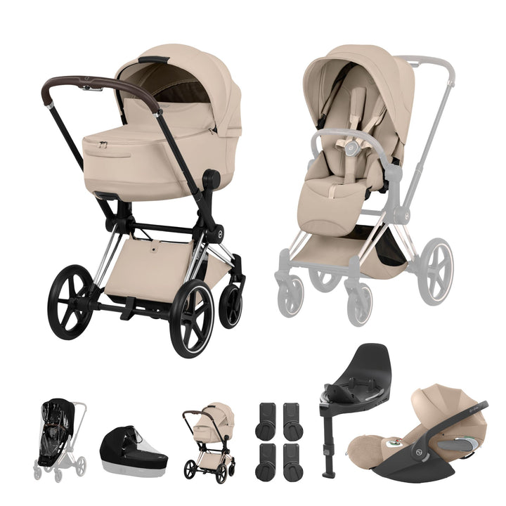 Cybex PRIAM Style Ultimate Bundle - Cozy Beige & Chrome Brown Frame