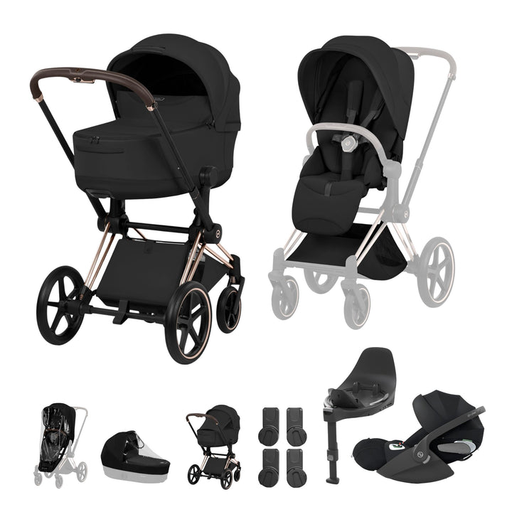 Cybex PRIAM Style Ultimate Bundle - Sepia Black & Rose Gold Frame