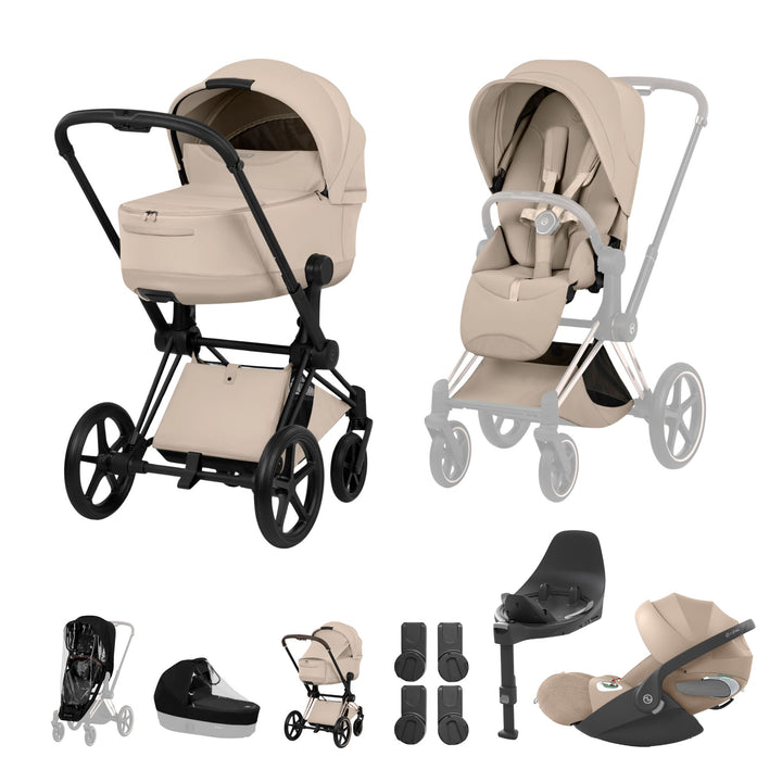 Cybex PRIAM Style Ultimate Bundle - Cozy Beige & Matt Black Frame