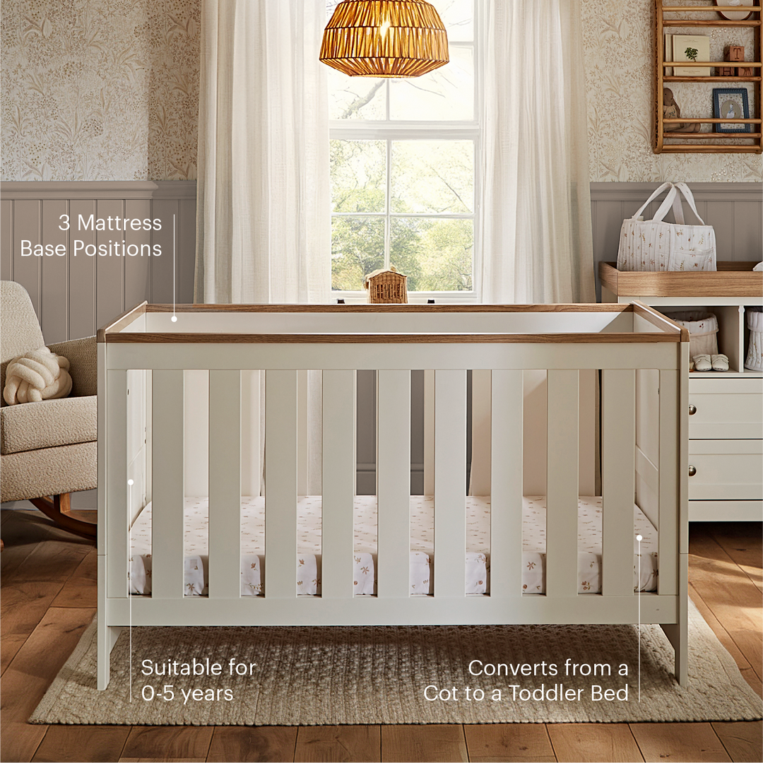 CuddleCo Burford Cot Bed - White & Oak