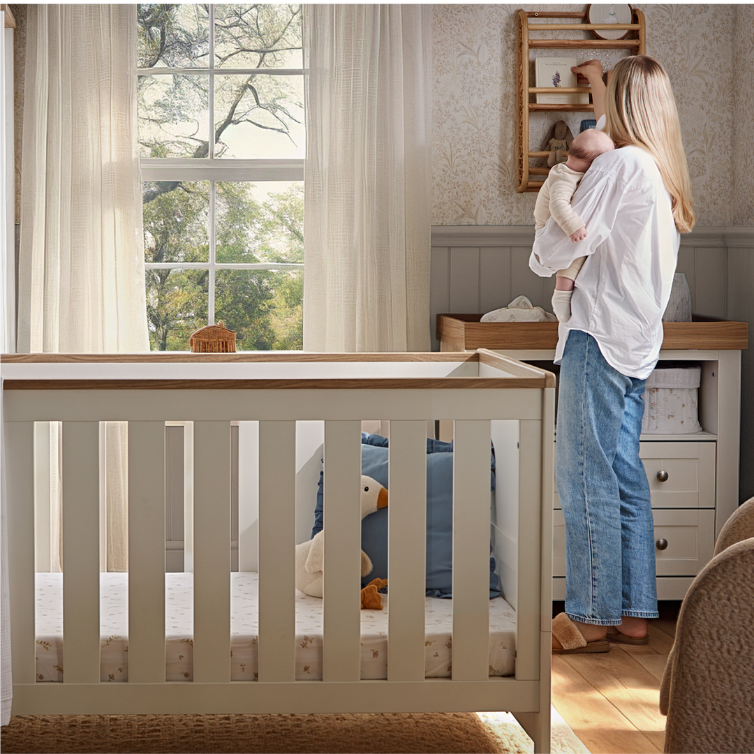 CuddleCo Burford Cot Bed - White & Oak