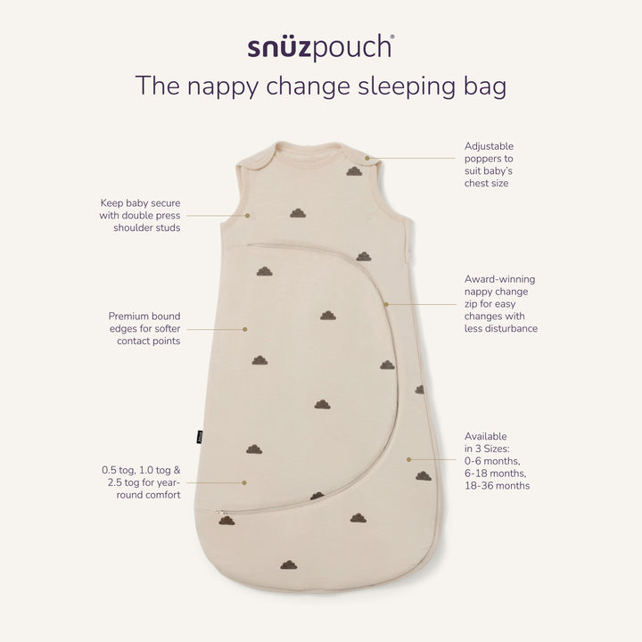 SnuzPouch Sleeping Bag 2.5 Tog (0-6 Months) - Sand Cloud