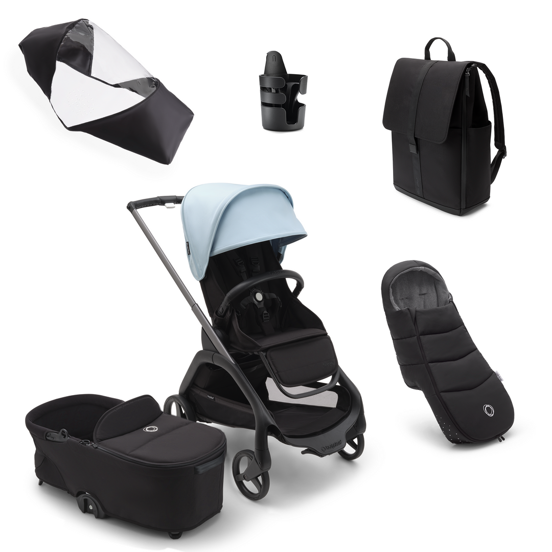 Bugaboo Dragonfly Complete Bundle & Free Bugaboo Giraffe Baby Rocker - Black/Skyline Blue