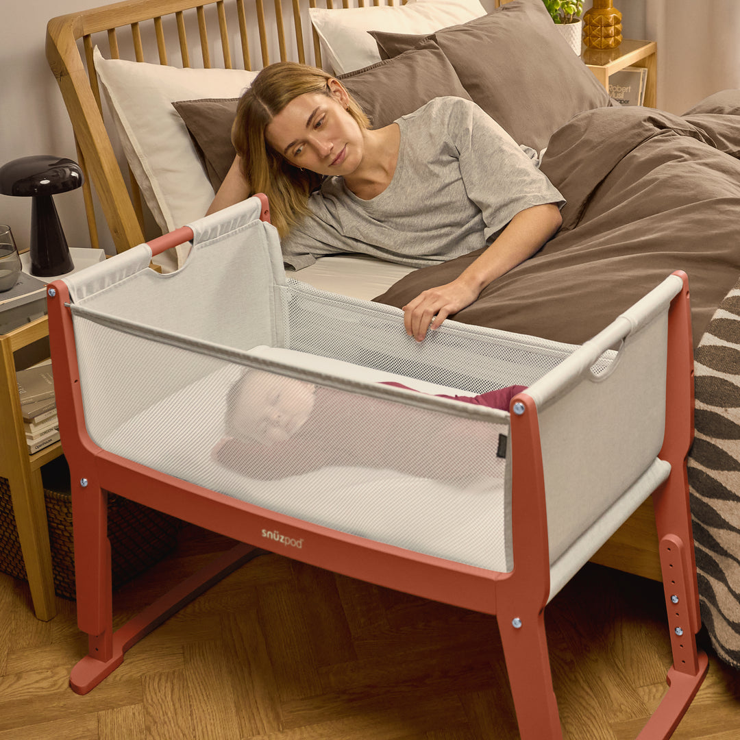 SnuzPod Studio Bedside Crib with mattress - Florence Ember