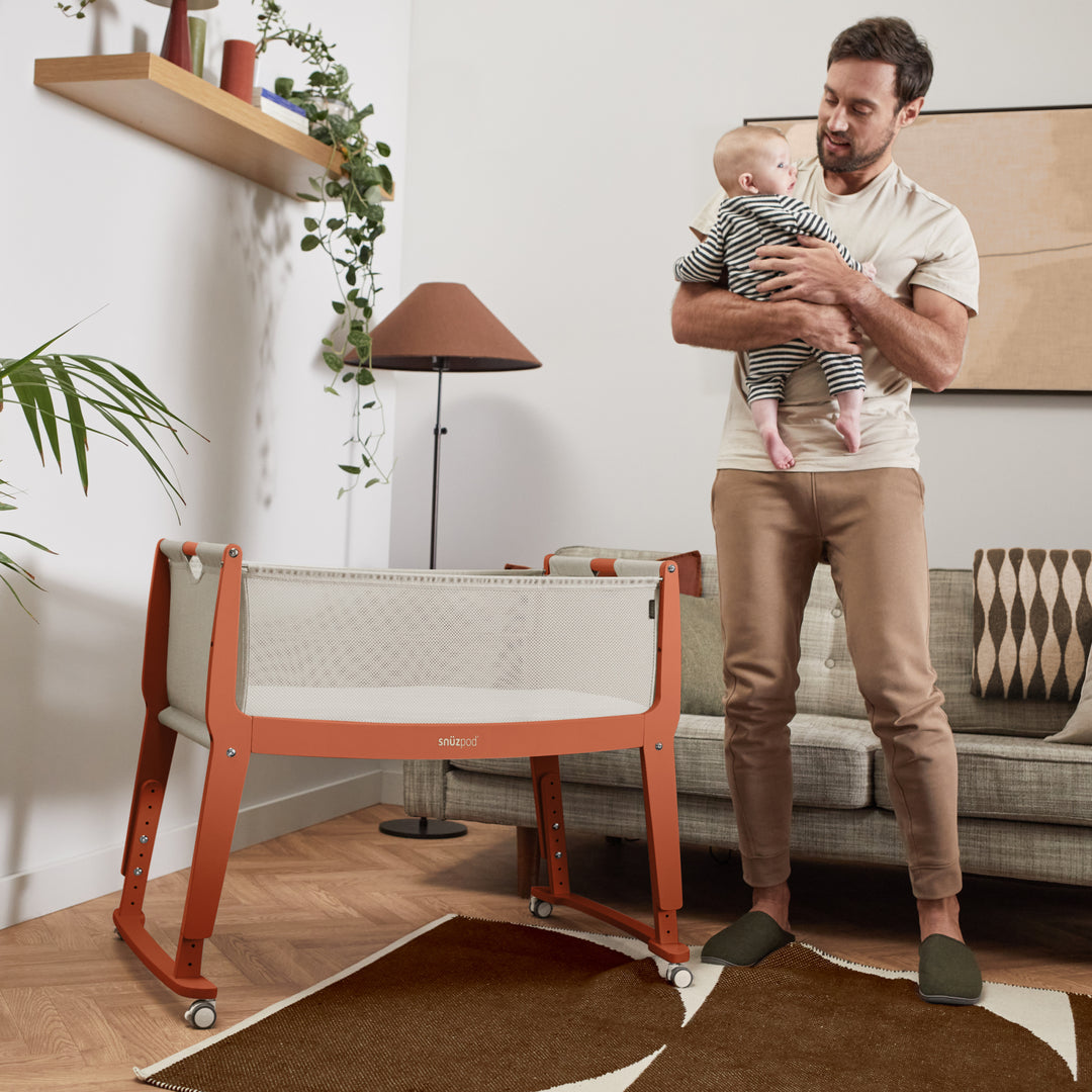 SnuzPod Studio Bedside Crib with mattress - Florence Ember