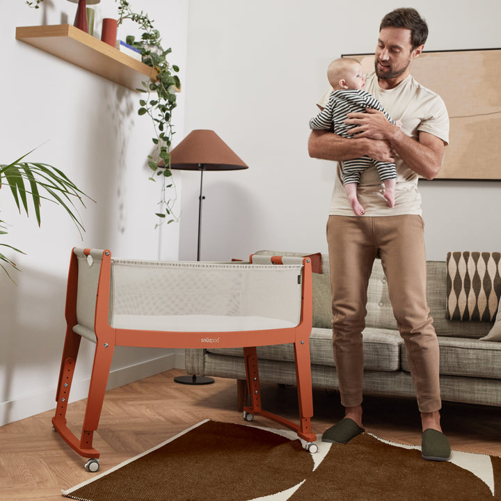 SnuzPod Studio Bedside Crib with mattress - Florence Ember