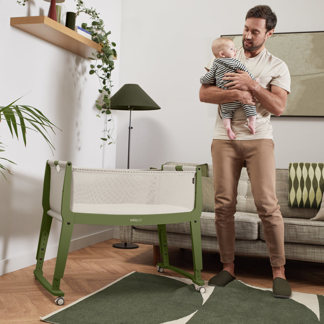 SnuzPod Studio Bedside Crib with mattress - Tokyo Matcha